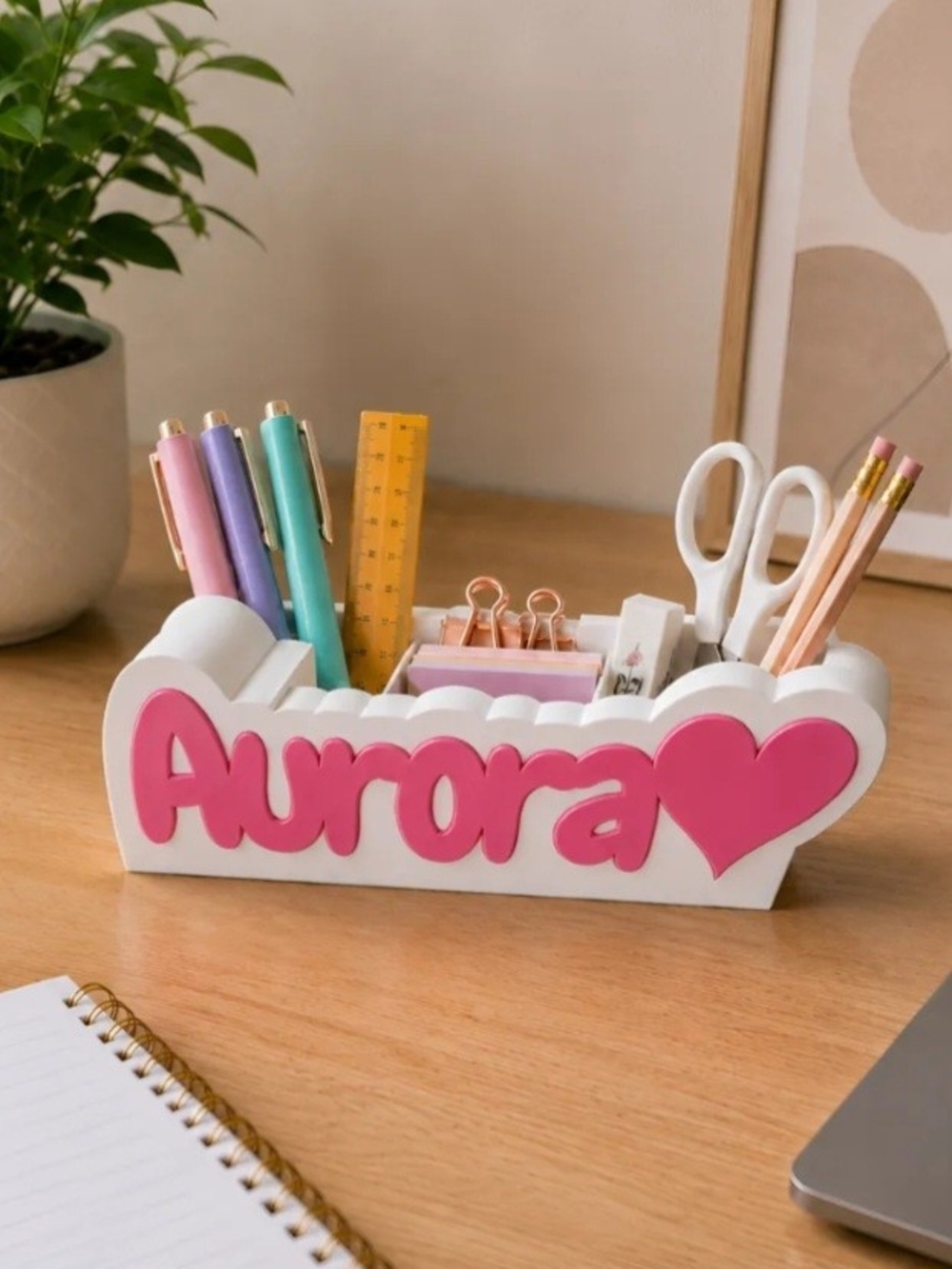 Costumizable Desk Organizer - White & Pink